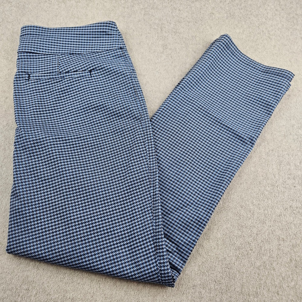 CROFT & BARROW Effortless Stretch Pant Women 10 Blue Houndstooth Trousers Work